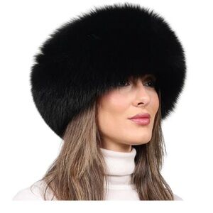 NWT Pologeorgis Black Smooth Fur Headband Convertible to a Scarf